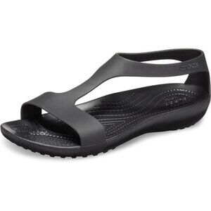 Womens Black Lightweight Sandals Comfortable Strappy Summer Slip On Shoes